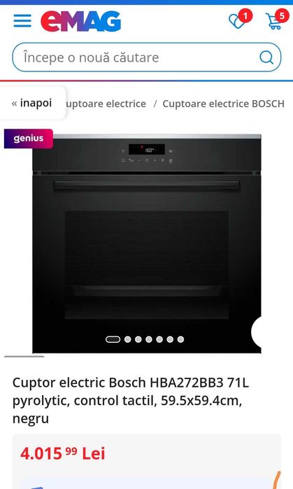 Vand cuptor electric incorporabil Bosch,nou,adus din germania.