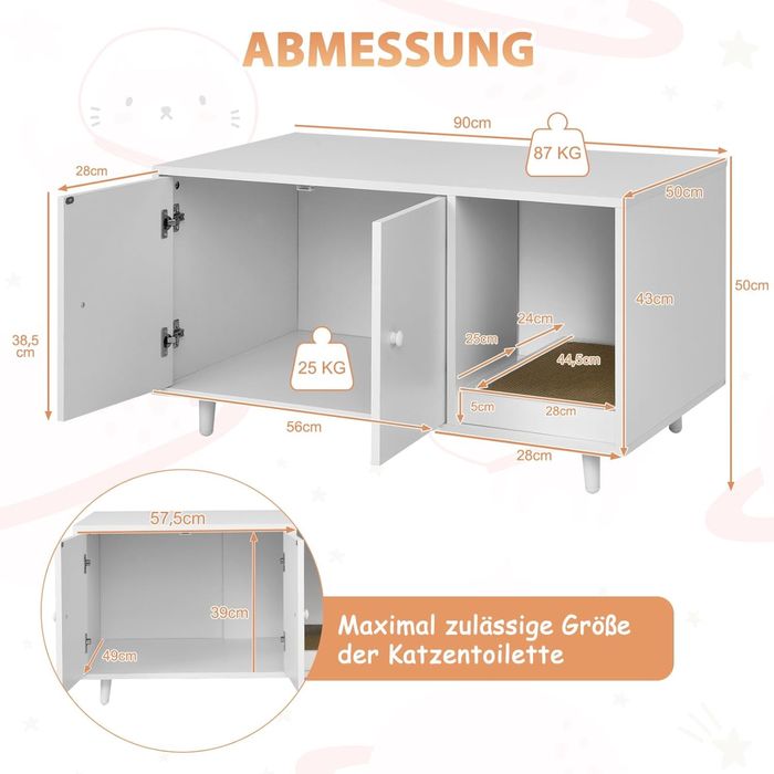 Шкаф за котешката тоалетна с драскалка COSTWAY
