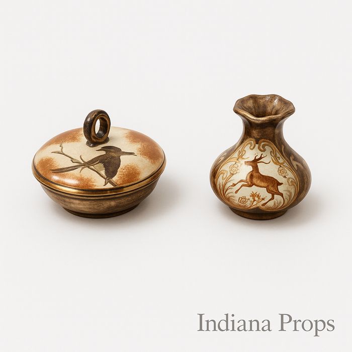 Винтидж Hubert Bequet Belgium ръчна украса ваза и кутия 1950те