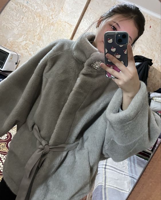 Сапалы, әдемі сұр түсті шуба