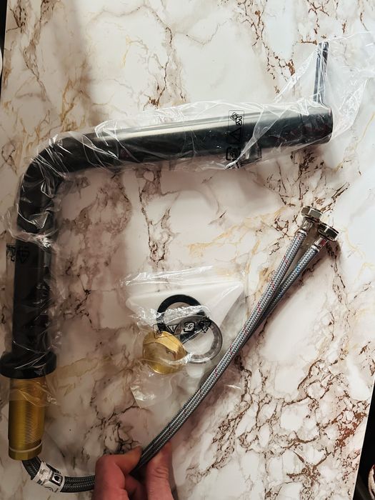 Vand Baterie bucătărie, metal negru periat