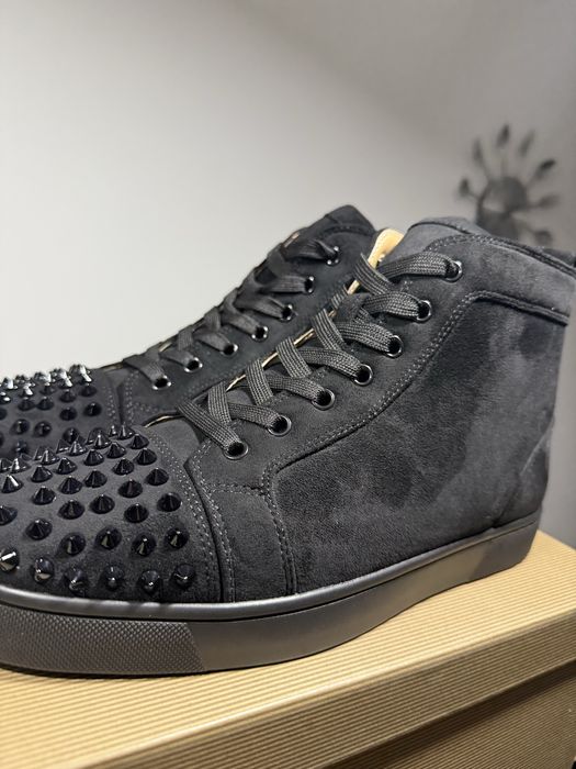 Christian Louboutin High Suede Black Spikes