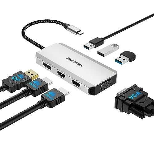 USB-C хъб WAVLINK 7 в 1 4K за 4 дисплея