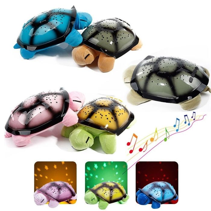 Детска музикална нощна лампа звездно небе - костенурка