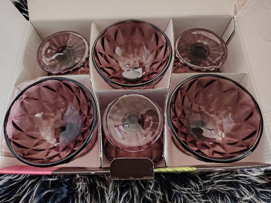 Set 6 cupe sticla violet