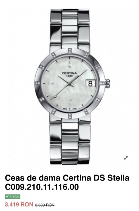 Ceas de dama swiss made Certina DS STELLA