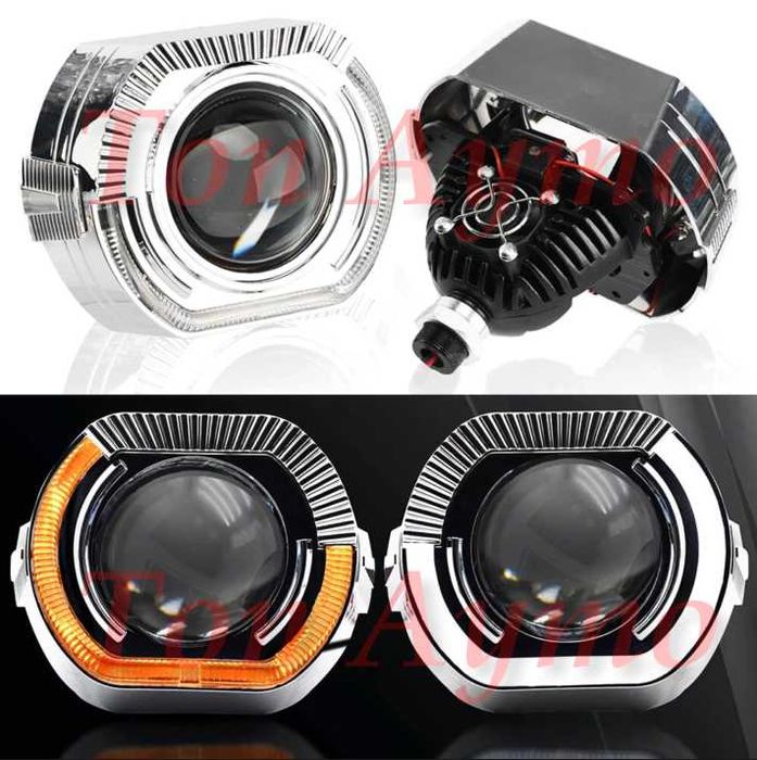 Декоративни Капачки 2,5'' и 3'' Angel eyes DRL Дневни Бяло и Оранжево