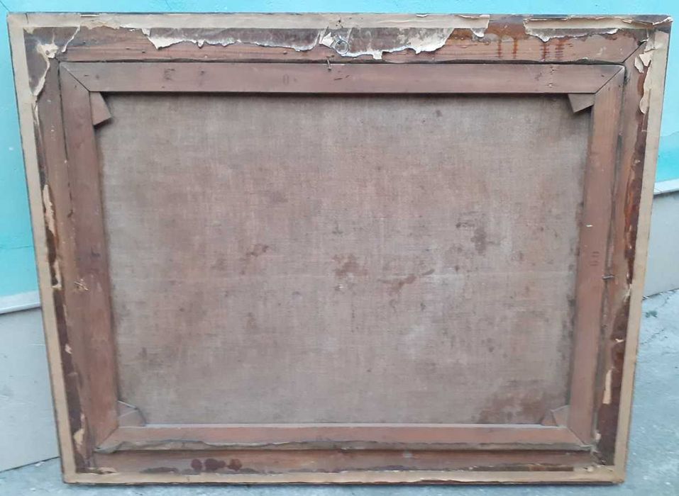 Tablou vechi - vas cu flori - semnat Negely R