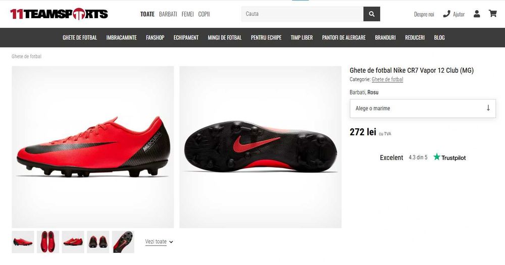 Nike Mercurial Vapor 12 Club CR7 – Mărimea 46, stare excelentă!