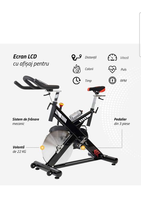 Bicicleta spinning  profesionala TECHFIT SBK400, , Sistem Inertie volanta: 24 kg