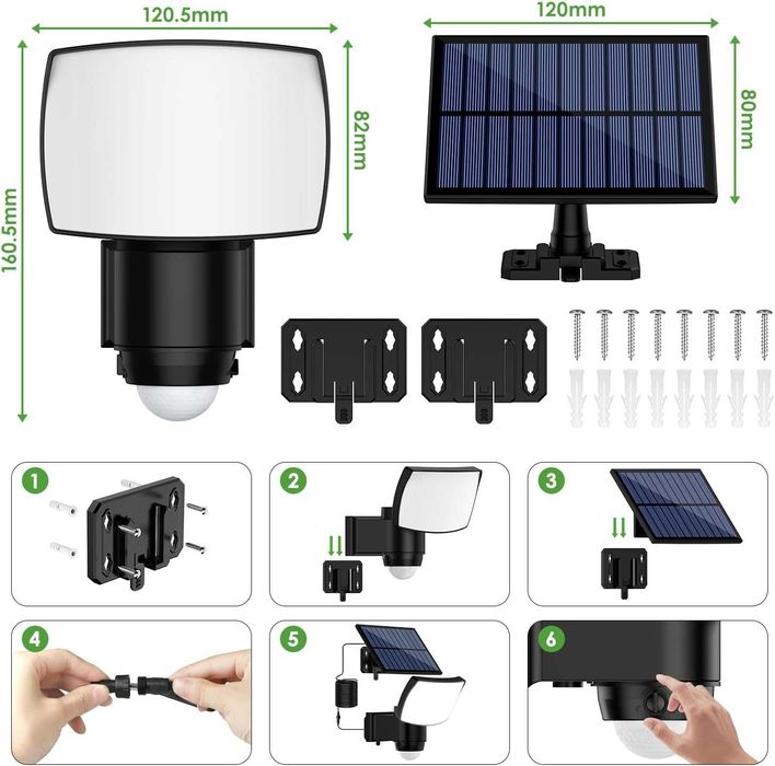 Bec Solar exterior telecomandă,Spot LED senzor mișcare,3000-7000K,IP65