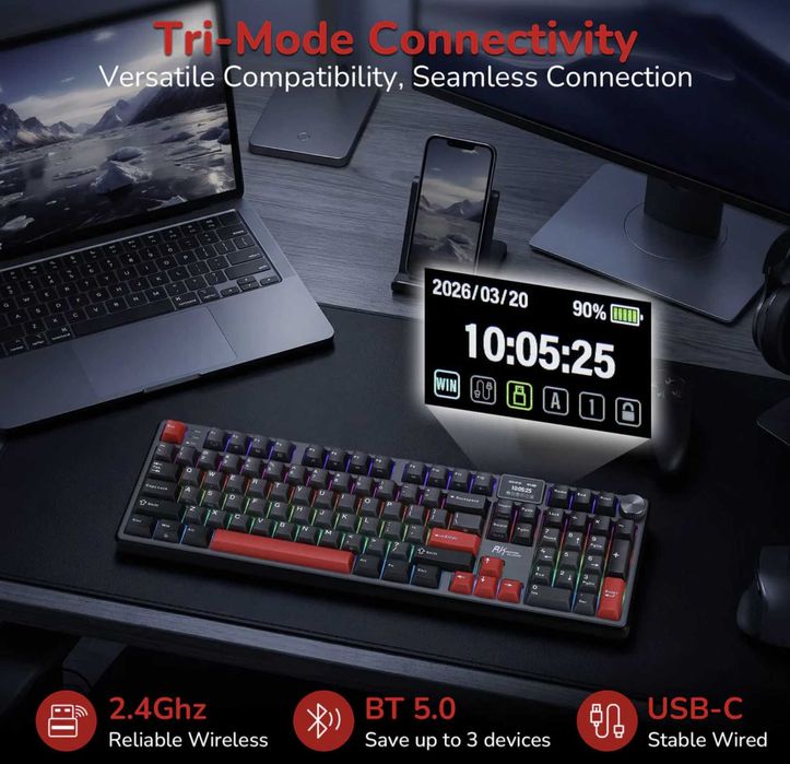 Tastatura Gaming Royal Kludge S104 Wireless Sigilata