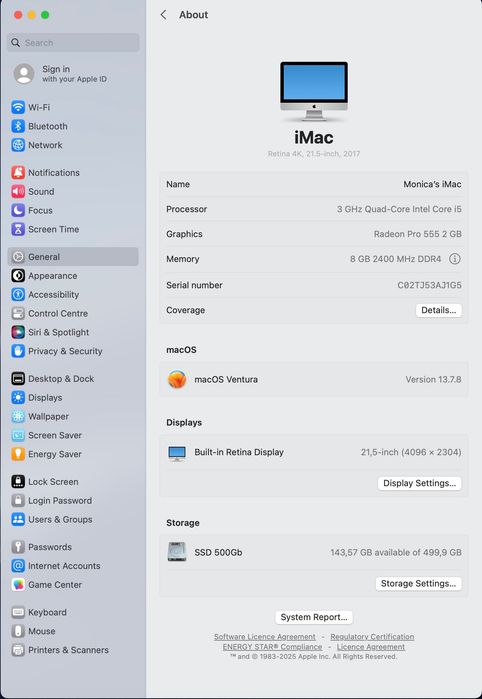 Apple iMac 21.5" Retina 4K (2017) – Stare foarte bună
