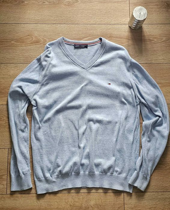 Pulover Tommy Hilfiger bleu cu anchior, marimea L