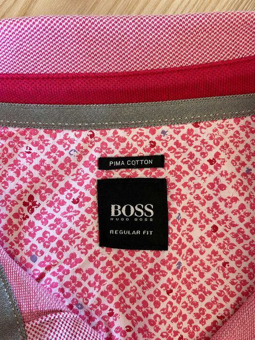 Tricou polo BOSS Hugo Boss roz 100% bumbac Pima Regular Fit Mărimea XL