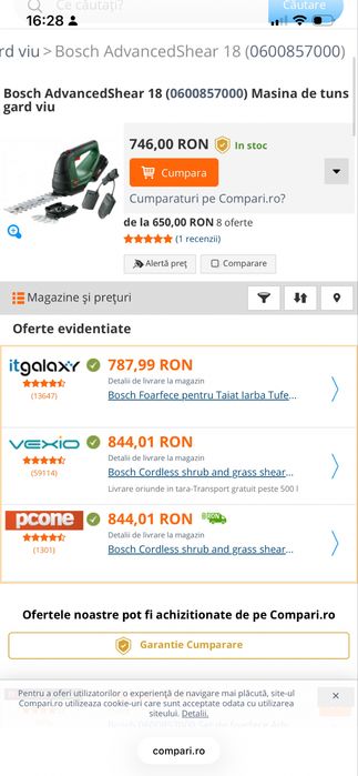 Foarfeca electrica iarba / arbusti, Bosch,noua