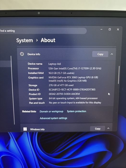 ASUS ROG Zephyrus M16 i7-12700H RTX 3060 6GB 16GB DDR5 SSD 512GB Gaming