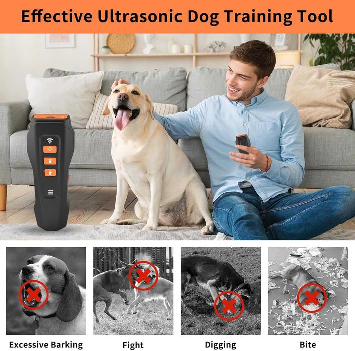 Ултразвуков анти лай треньор за кучета 3в1 с лазер и LED – 3 степени!