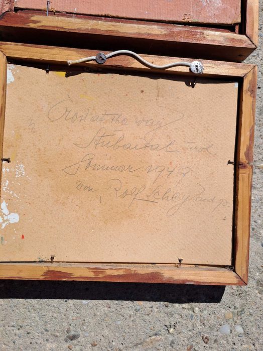 tablou pictura pe carton gros 26/22 cm semnat rolf schey 1949