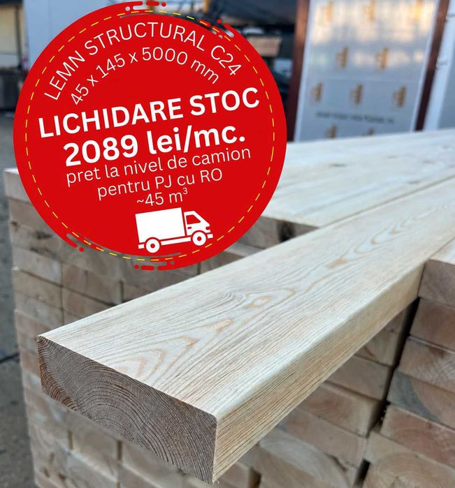 LICHIDARE STOC Elemente Timber Frame – Calitate C24 – 45x145x5000mm