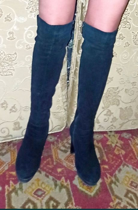 Сапоги замшевые, демисезонные