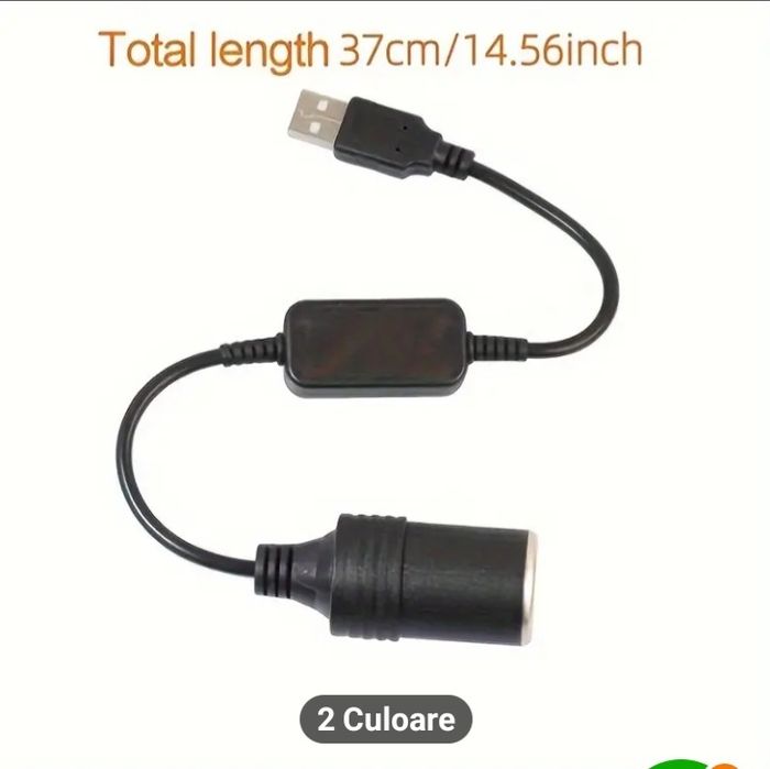 Adaptor de cablu USB la 12 V