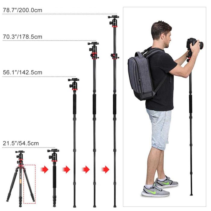 K&F Concept 1.9м статив / трипод / монопод с подвижно рамо