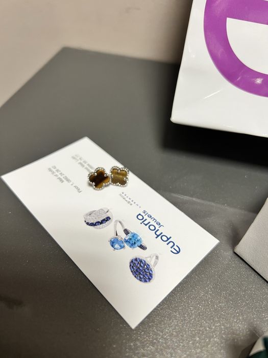 чисто нови дамски обеци с кутия и чантичка и сертификат