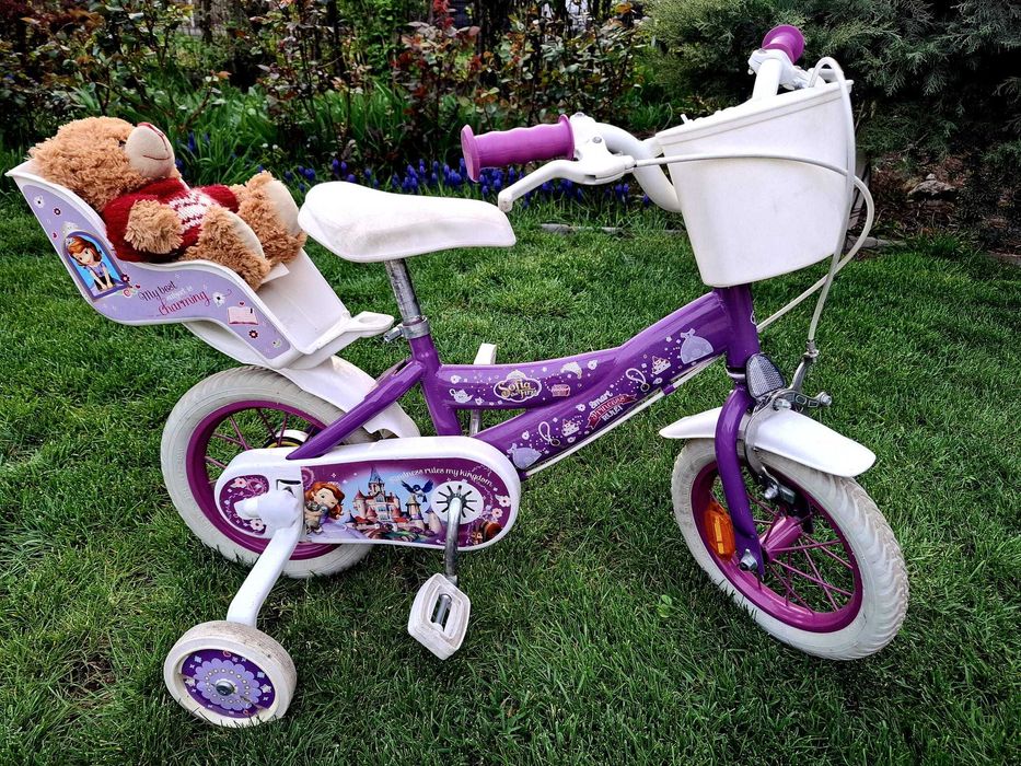 Bicicleta fetite 3-5 ani, cu roti ajutatoare, Sofia Princess 12"