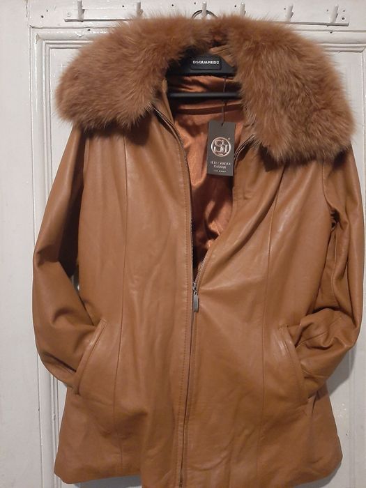 Jacheta  piele cu blană vulpe