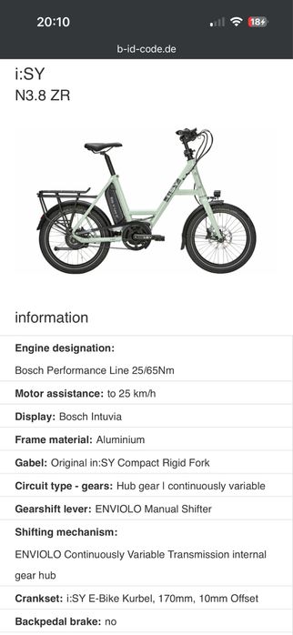 Bicicletă Electrică i:SY N3.8 ZR