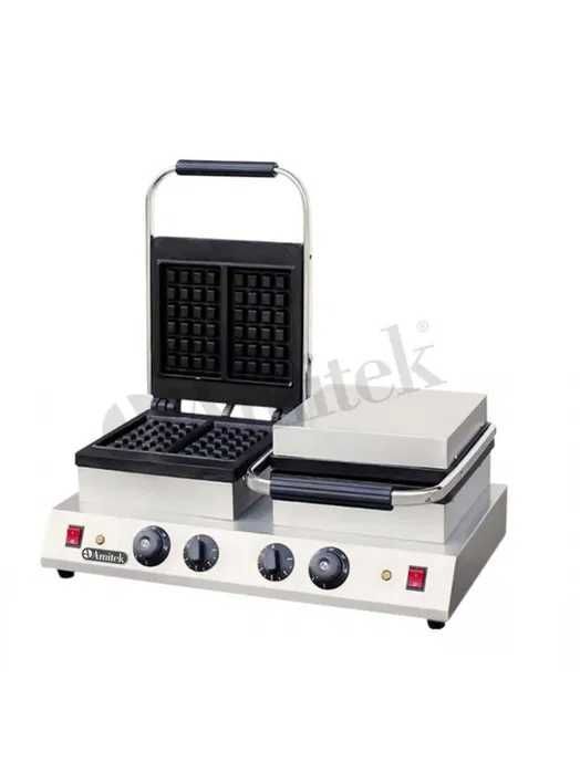 Amitek PG60W - Aparat copt vafe cu 2 zone; Aparat waffe/gofre