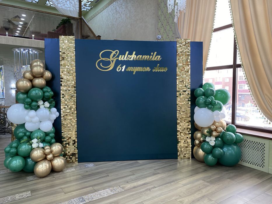 Фотозона оформление шарами баннер