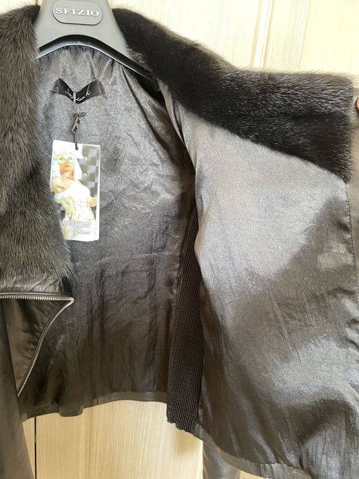 Кожаная куртка воротник норка