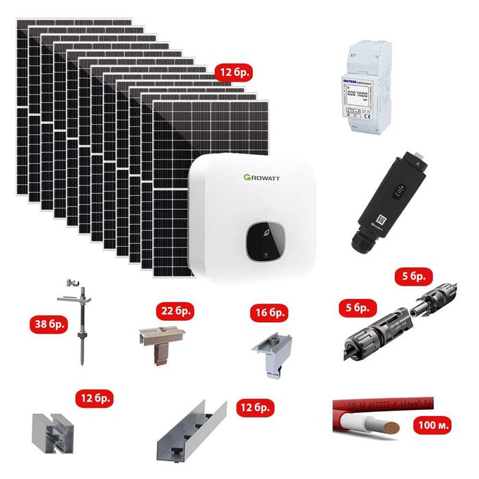 Соларна система 5kW – Комплект за битумен покрив KT-MIN5-A410-B5-S