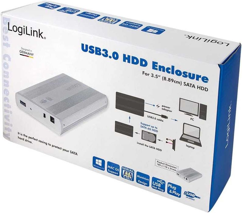 LogiLink UA0107A кутия за твърд диск 3.5" SATA, USB 3.0 (НОВА)