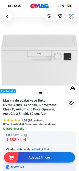 Nou nouta masina de spalat vase Beko