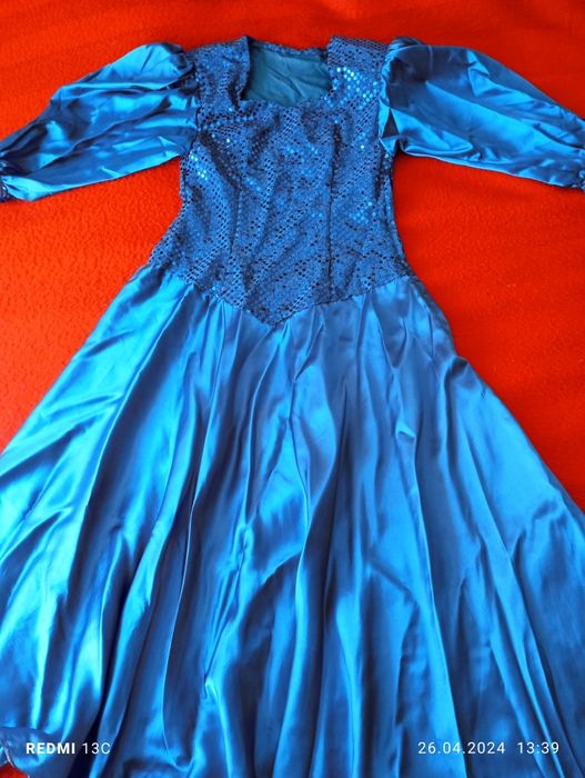 Rochie saten albastru cu paiete mar M-L