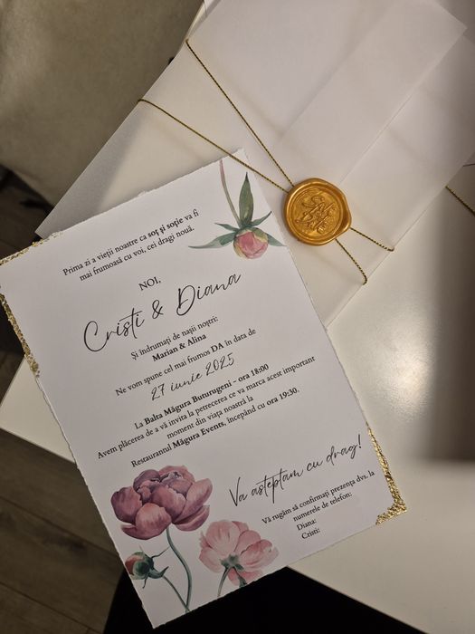 Invitatii nunta, botez, plicuri dar personalizate, meniuri, flyere