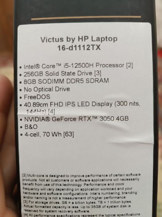 Core i5 12500H
SSD 256 Gb
DDR 5.. 16 GB qilingan
Displey FullHD IPS Le