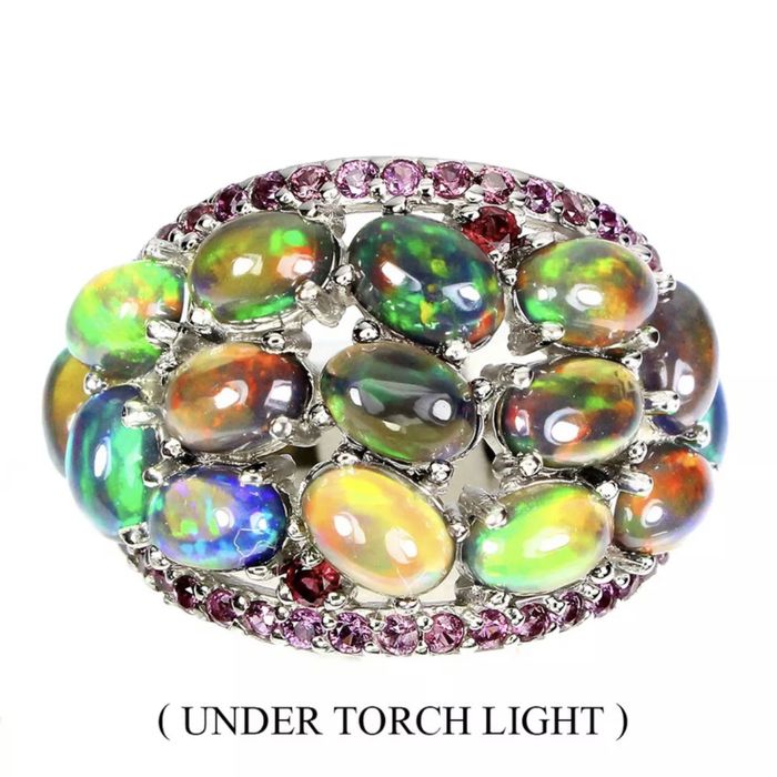 Распродажа! Кольцо с натуральным черным Опалом