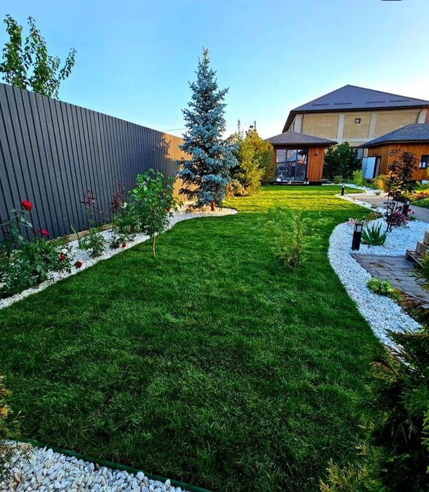 Газон. Газон посевной и рулонный. Автополив Ландшафтный дизайн