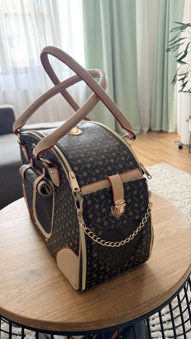 Geantă transport animale (câine/pisică) - Nouă, model elegant + 3 accesorii cadou