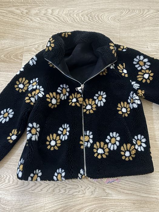 натуральная шуба с принтом цветов