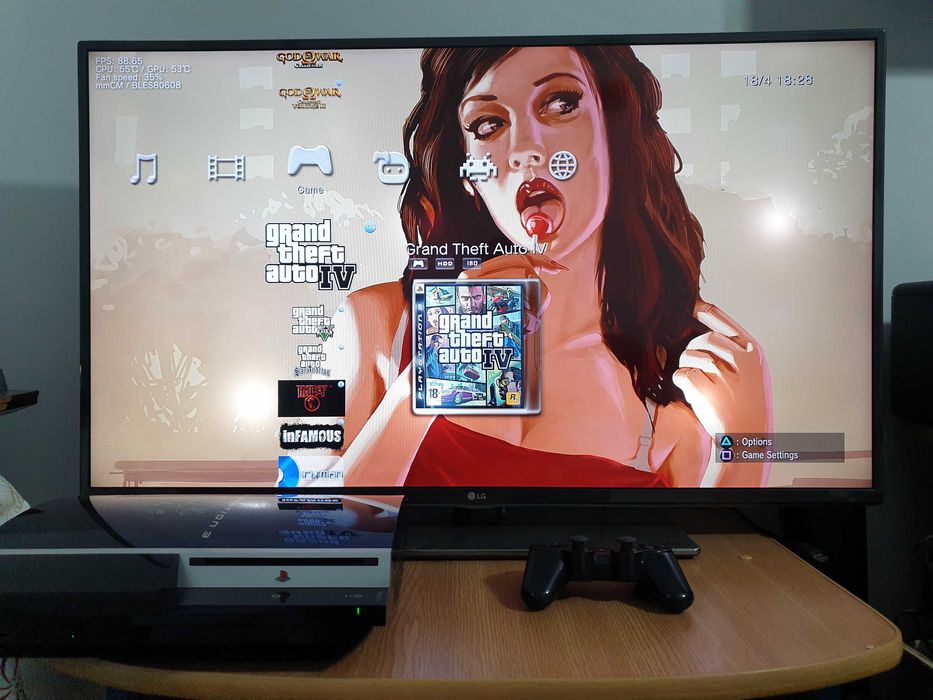 PS3 modat CFW 320 GB + 40 jocuri (GTA V, Red Dead, God of War, NFS)