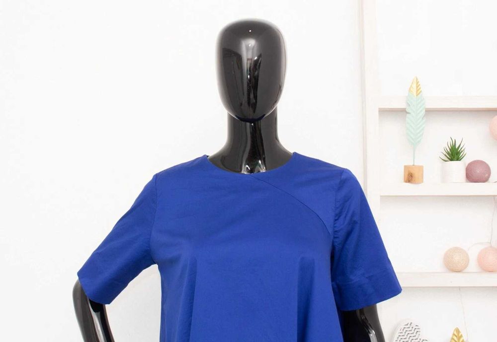 COS оригинална дамска рокля кралско синьо асиметрична 34 XS