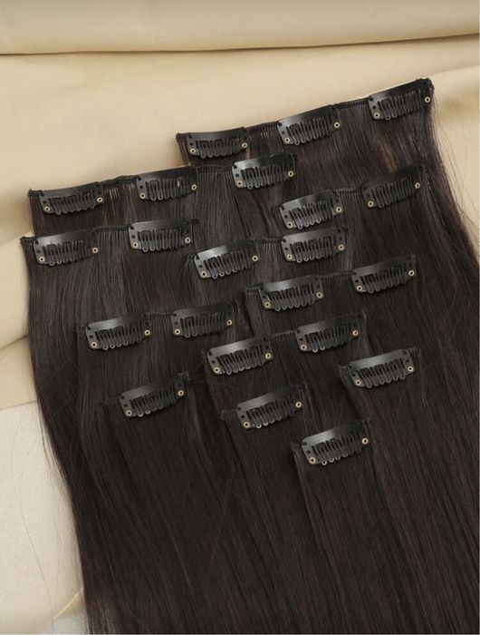 Extensii de păr cu clips - Culoare maro - 24 inci - Set 12