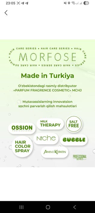 Soch uchun sprey va konditsaner