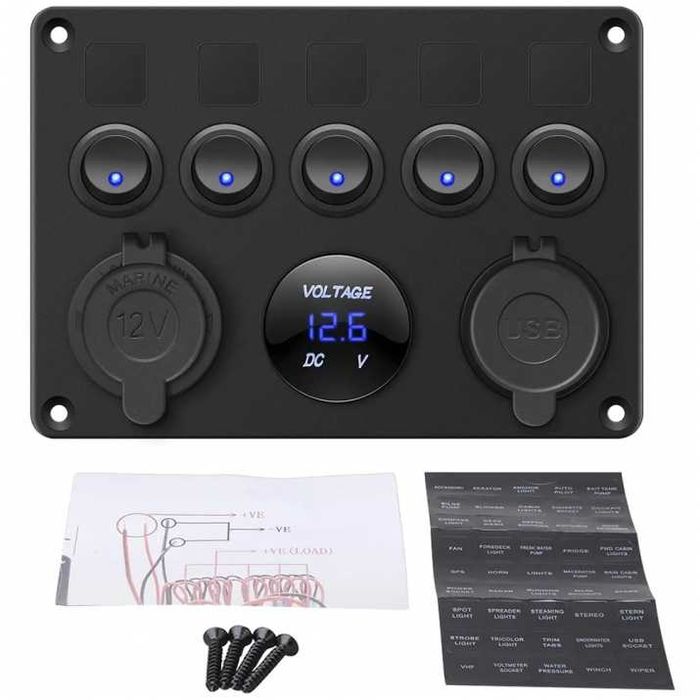 Панел за вграждане, 2 USB, зарядно 4.2А с 12V за кола камион и др.