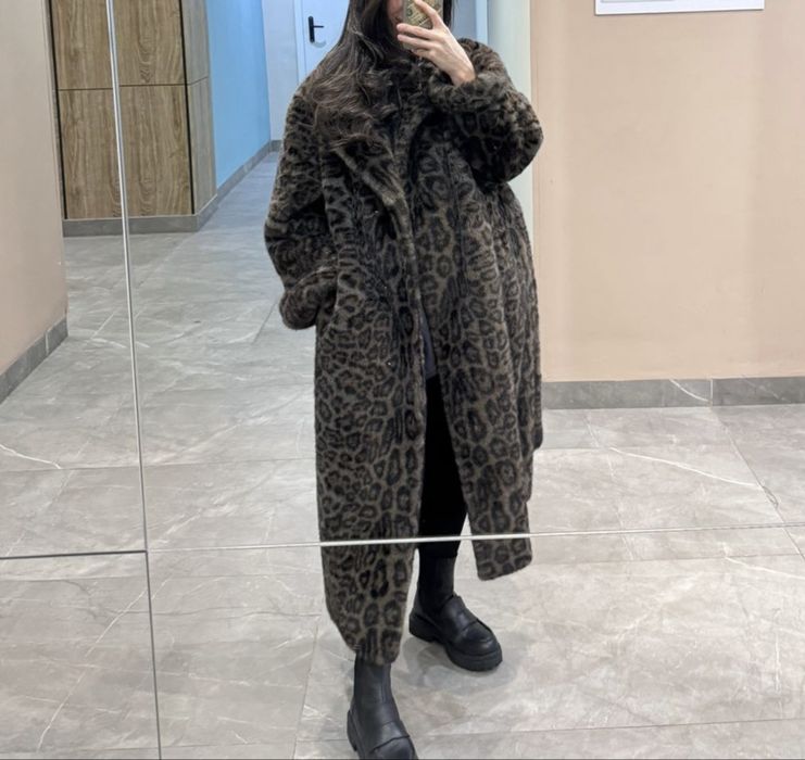 Шуба эко леопард